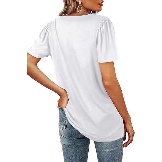 Camiseta de Cuello Cuadrado con Rayas Fruncidas para Mujer - Image 18