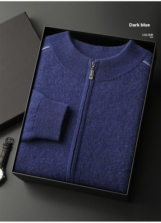 Suéter de Cachemira para Hombre Grueso Cuello Alto Cremallera - Image 23