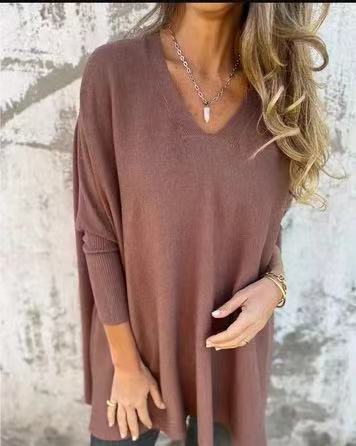 Blusa Larga Tejida Cuello V Suelta para Mujer - Image 31