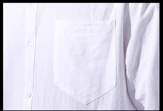 Camisa Hombre Manga Corta Algodón y Lino - Corte Suelto Moderno Talla Grande - Image 18