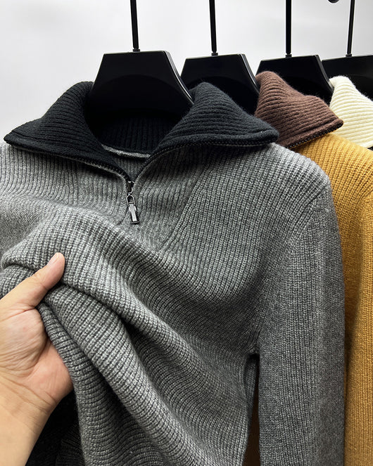 Suéter Abrigo Hombre Invierno Cuello Solapa Alto - Image 3
