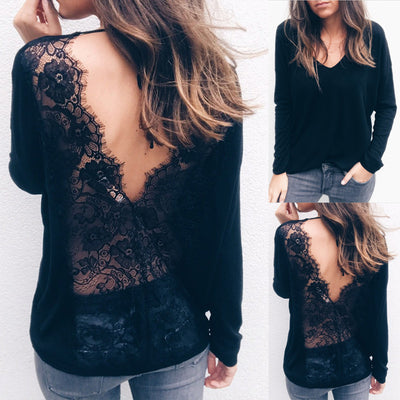 Blusa Elegante de Manga Larga Estilo Europeo para Mujer
