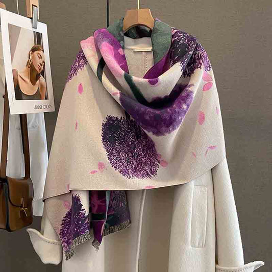 Bufanda de Cachemira Artificial Estampada para Mujer - Chal Grueso a Prueba de Viento