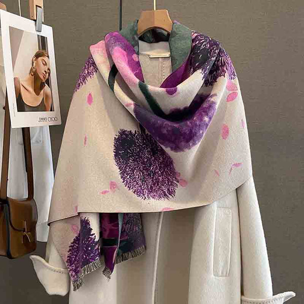 Bufanda de Cachemira Artificial Estampada para Mujer - Chal Grueso a Prueba de Viento