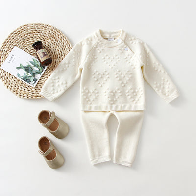 Conjunto Infantil de Suéter y Pantalón Tejido en Colores Sólidos - Image 6