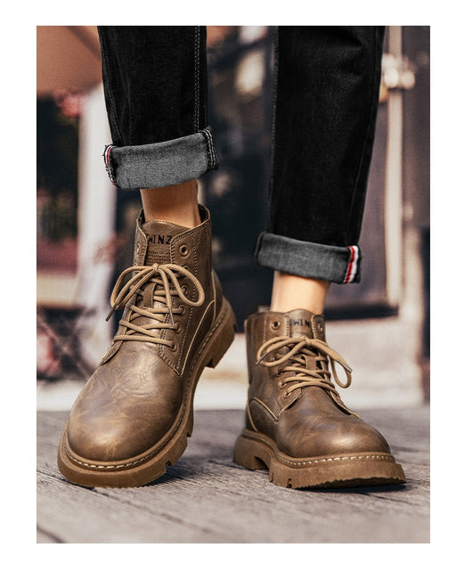 Botas Martin de Cuero para Hombre - Estilo Retro Versátil - Image 17