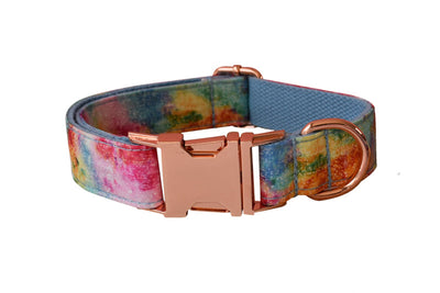 Collar para Mascota con Hebilla Azul Teñido en Caliente y Oro Rosa - Image 4