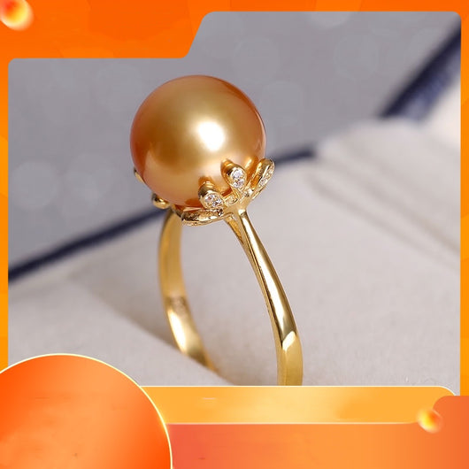 Anillo de Plata 925 con Perla Dorada del Océano Hainan Hope - Image 4