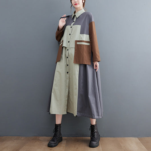 Abrigo Suelto de Contraste para Mujer Talla Grande - Efecto Adelgazante - Image 6