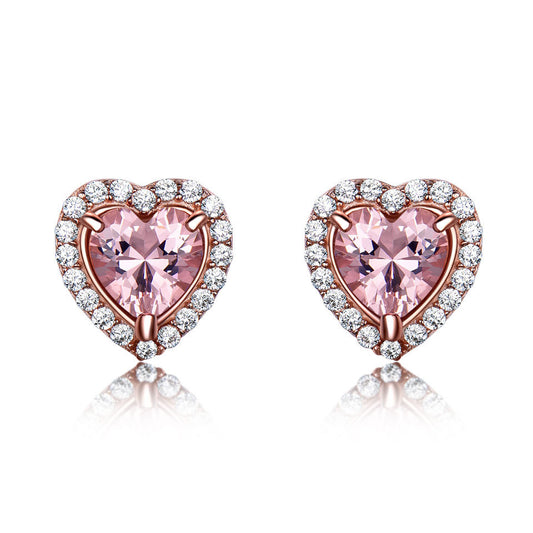 Aretes de Plata 925 Corazón con Gemas - Diamantes para Mujer
