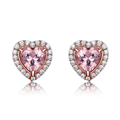 Aretes de Plata 925 Corazón con Gemas - Diamantes para Mujer