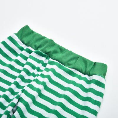 Green and white Christmas elf pajama set with a long-sleeve top and striped pants for parent-child matching. - Image 16
