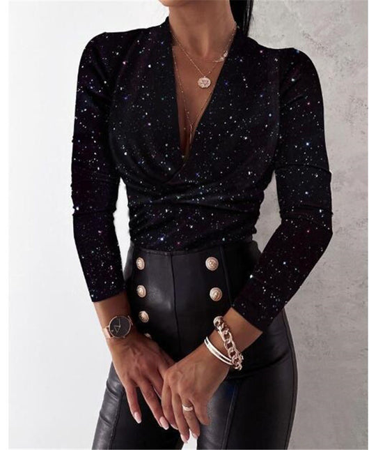 Blusa Leopardo Manga Larga Escote en V para Mujer - Image 8