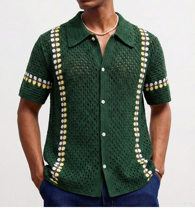 Polo Cardigan Crochet Soluble en Agua para Hombre - Image 8