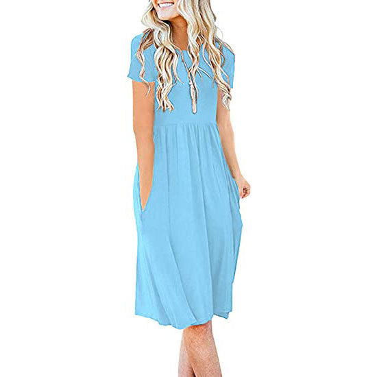 Vestido Holgado de Cuello Redondo y Manga Corta - Image 15