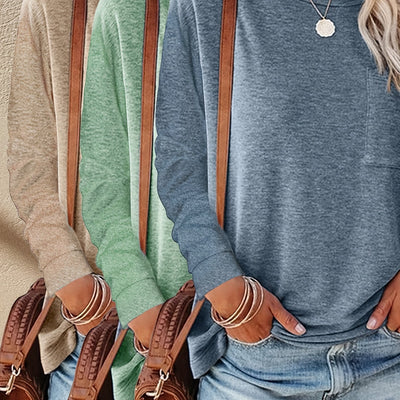 Pack 3 Camisetas Manga Larga Casual para Mujer - Suave y Versátil - Image 9