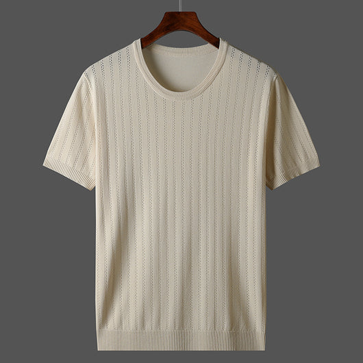 Playera Hombre Talla Grande Hueca Seda de Hielo Manga Corta