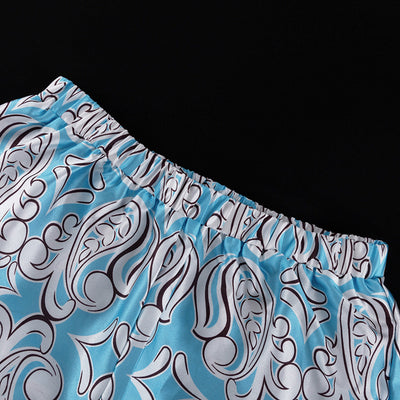 Conjunto Casual de Camisa Satinada con Cuello Inglés y Pantalón Suelto Estampado - Image 13