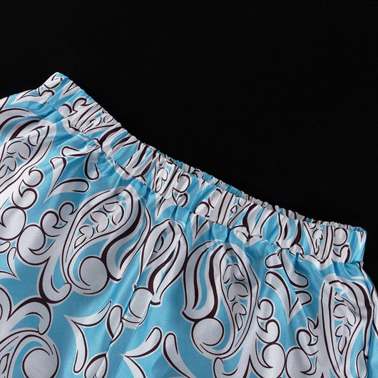 Conjunto Casual de Camisa Satinada con Cuello Inglés y Pantalón Suelto Estampado - Image 13