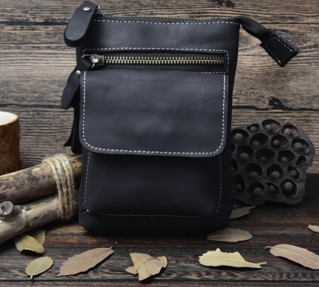 Bolso Bandolera de Cuero Crazy Horse Hecho a Mano para Hombre