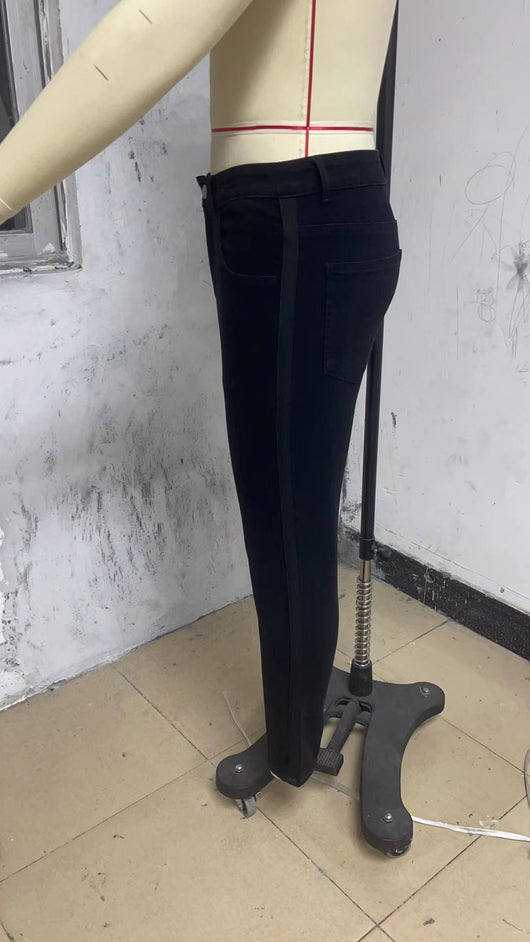 Pantalón Vaquero Negro Slim Fit Cintura Alta Rotos - Image 12
