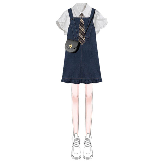 Vestido Denim Estilo Universitario con Tirantes Ajustables - Image 11