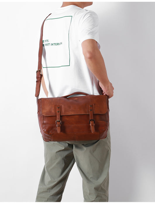 Bolso Mensajero de Cuero Vintage Pulido Piel de Res Premium - Image 9