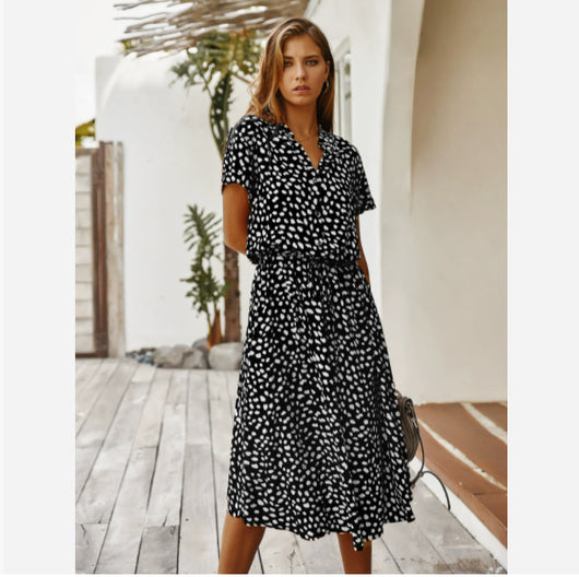 Vestido Corto de Verano para Mujer con Lunares y Manga Corta - Image 10