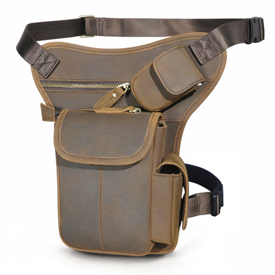 Bolsa de Cintura de Cuero Curtido al Aceite Vintage para Hombre - Estilo Outdoor - Image 5