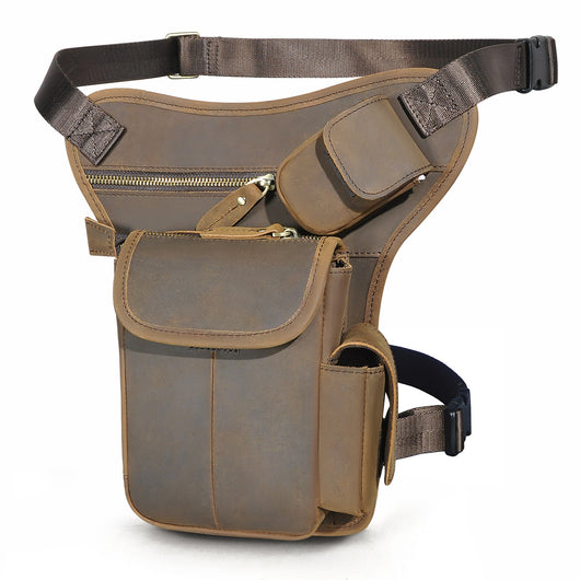Bolsa de Cintura de Cuero Curtido al Aceite Vintage para Hombre - Estilo Outdoor - Image 5