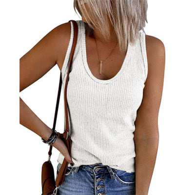 Chaleco Casual de Punto Acanalado Cuello U sin Mangas para Mujer - Image 15
