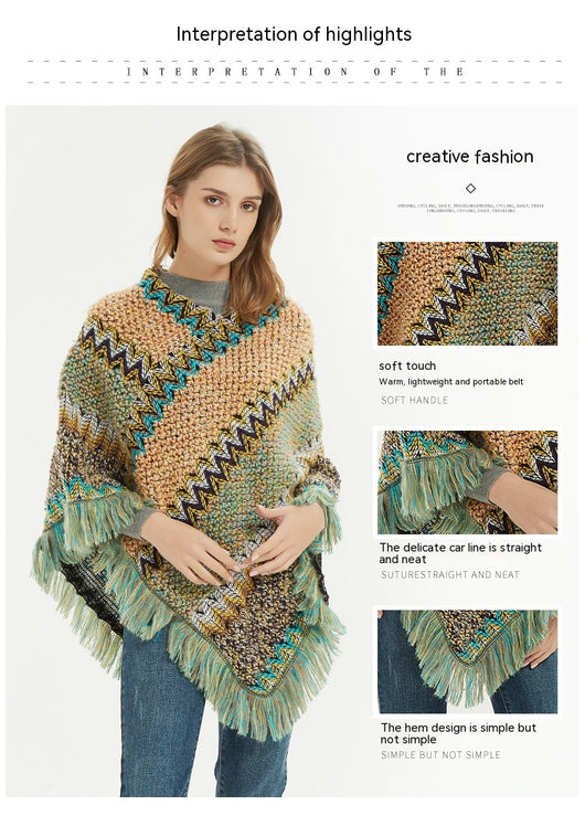 Poncho Navideño Étnico Rojo para Mujer - Image 19