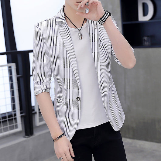 Blazer Casual Hombre Rayas Slim Fit Moderno Juvenil - Image 4