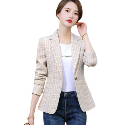 Blazer Cuadros Estilo Coreano Casual Británico - Image 5