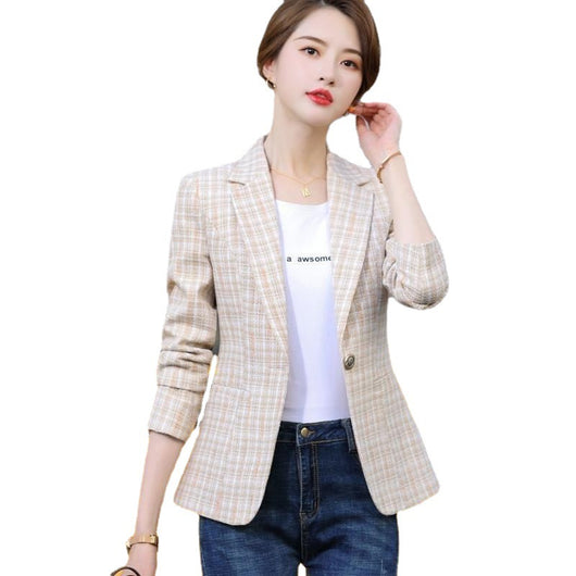 Blazer Cuadros Estilo Coreano Casual Británico - Image 5