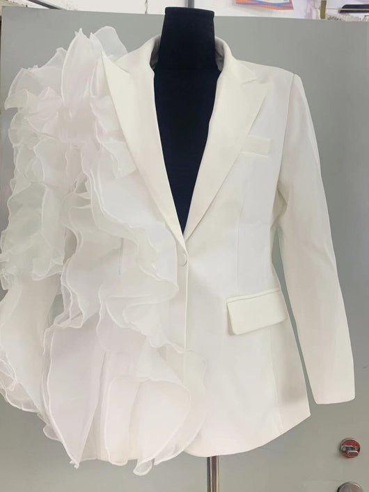 Blazer Mujer Diseño Asimétrico con Volantes en Tul - Image 6