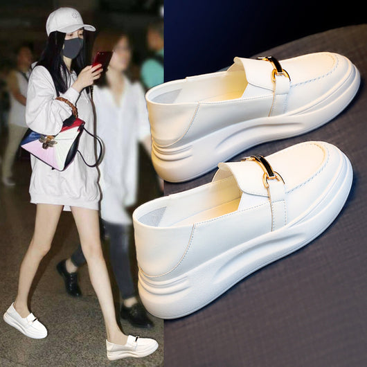 Mocasines Plataforma Cuero Blanco para Mujer - Comodidad Explosiva Otoño - Image 3