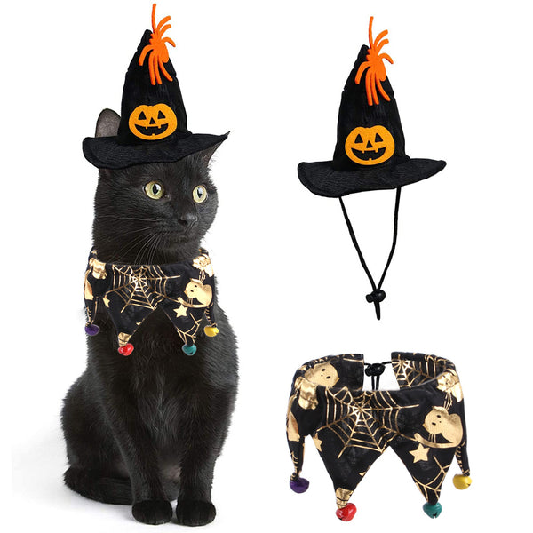 Conjunto Halloween Gorro y Bufanda Calavera con Capa de Gato