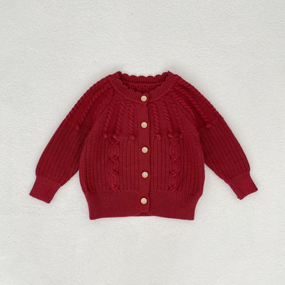 Conjunto de Dos Piezas: Enterizo Tejido con Bolas de Burbujas y Abrigo para Bebé Niña - Image 24