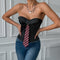 Corset Satinado con Encaje de Espina de Pez y Anillo de Acero