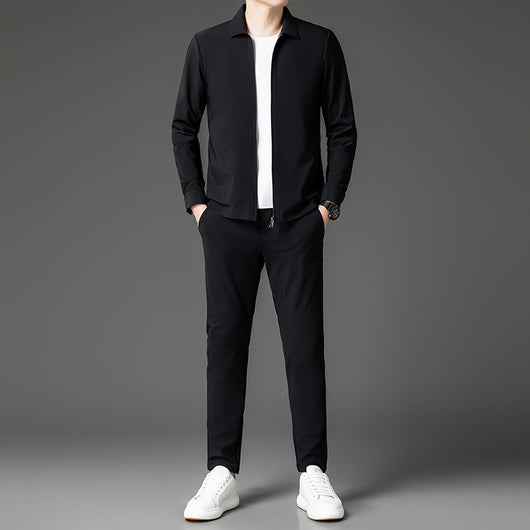 Conjunto de Dos Piezas para Hombre: Cardigan con Cierre y Pantalones Trendy Otoño - Image 3