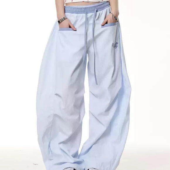 Calça Feminina Solta Listrada Retrô de Contraste - Conforto de Verão