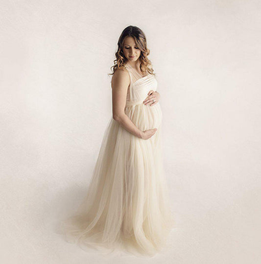 Vestido Maternal de Gasa Elástica para Lactancia