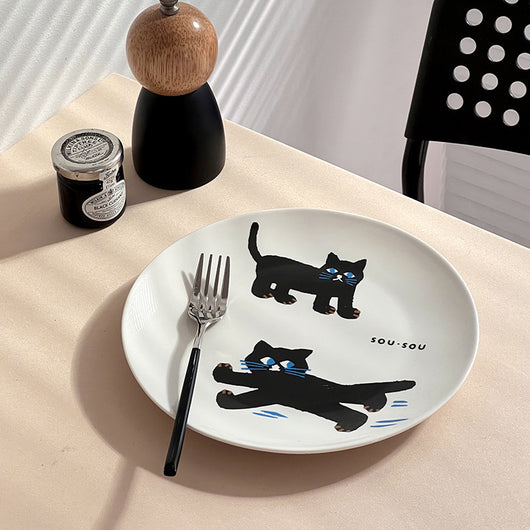 Plato de Cerámica Gato Negro - Vajilla Elegante para Desayuno y Ensalada - Image 7