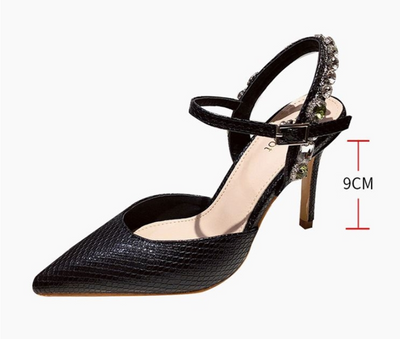 Sandalias de Tacón Stiletto con Punta Afilada y Diseño de Serpiente Brillante - Image 8