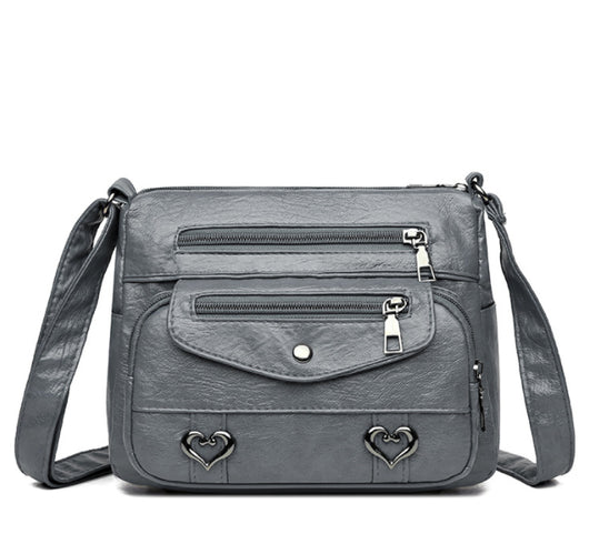 Bolso Bandolera de Cuero Texturizado Retro Gran Capacidad - Image 9