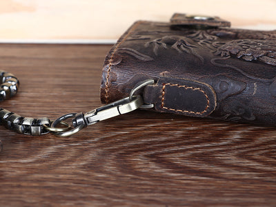 Cartera de Cuero Vintage Crazy Horse para Hombre con Grabado - Image 5