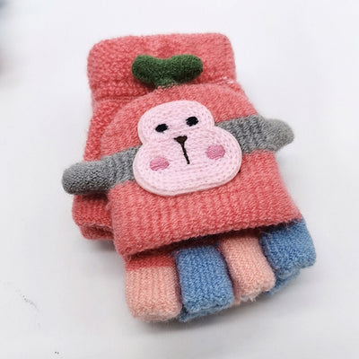 Guantes de Lana Tejida de Medio Dedo con Diseño de Mono - Image 10