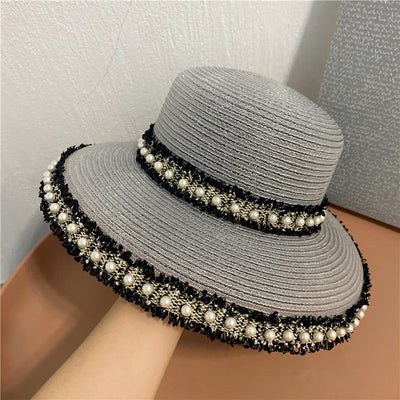 Sombrero Pescador con Alas Amplias y Detalles de Perlas Franjadas - Image 9