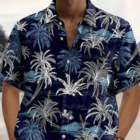 Camisa Floral Hombre Manga Corta Ajustada Secado Rápido Playa